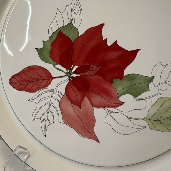 Block Bernarda Watercolors Red Poinsettia, Cake Plate, Goertzen, Serving platter - Picture 2 of 11